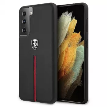 Ferrari FEOSIHCS21SBK Off Track læder nylonstribe hårdt cover til Samsung Galaxy S21 (G991) - sort