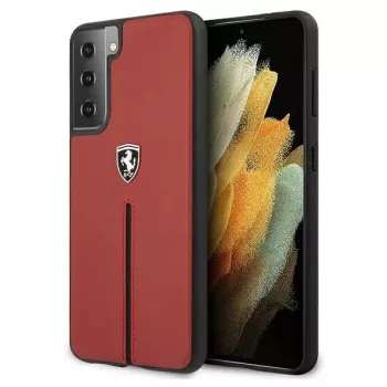 Ferrari FEOSIHCS21MRE S21+ G996 rød Hard Case Off Track Leather Nylon Stripe til Samsung Galaxy S21+