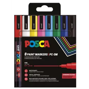 POSCA Uni-Ball marker UNI PC-3M 8-dele sæt Basic (186558)
