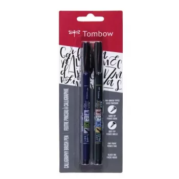 Tombow WS-BHS-2P Dual Brush Pen sæt - sort - 2 stk. - blisterpakning
