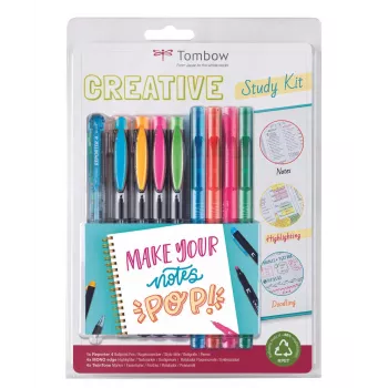 Tombow The Creative Study Kit inklusive 4 Reporter kuglepenne og 4 Mono Edge tekstmarkører