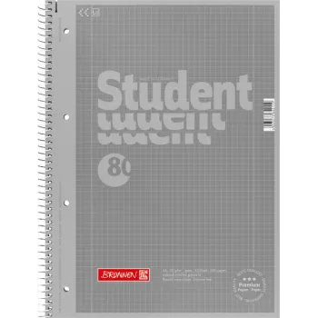 Brunnen collegeblok A4 kvadreret Lin.28 80 ark 90g Premium sølv 2 marginlinjer