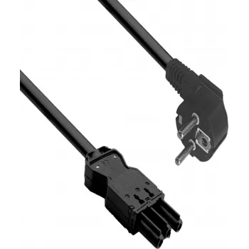 HELOS Power Connection Cable GST18-kompatibel CEE 7/7 90° vinklet stik til stikdåse sort 1,0 m