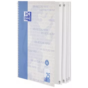 Oxford college-blok A4+ 80 ark linjeret 4-hulsstanset hvid 90 g/m²
