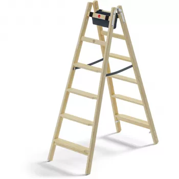 Hailo Master H80 2x6 trin dobbeltsidet trappestige, 150 kg bæreevne, sølv