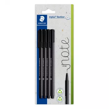 STAEDTLER Triplus fineliner 0,3 mm sort 4-pak