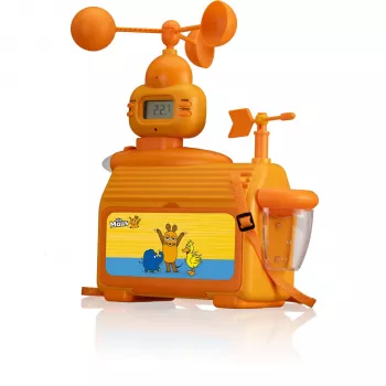 DieMaus vejrstation til børn - pædagogisk videnskabssæt med termometer, regnmåler, anemometer, vindfløj