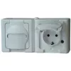 HEINRICH KOPP BLUE ELECTRIC Surface-Mounted Combination Switch and Schuko Socket, IP44, Arctic White, 250V, 16A (131202003)