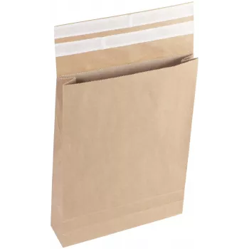 Vereinigte Papierwarenfabriken Classic Gusseted Envelope Double Self-Adhesive Closure approx. DIN B3 without Window Brown with 10.0 cm Gusset