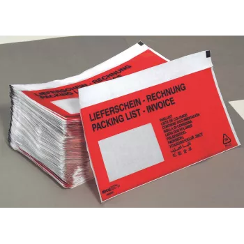Vereinigte Papierwarenfabriken dokumentlomme DIN lang med vindue flersproget følgeseddel faktura 225x122mm