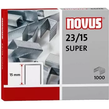 Novus Dahle Novus 23/15 SUPER hæfteklammepakke - 1,5 cm - 1000 hæfteklammer - stål - rustfrit stål