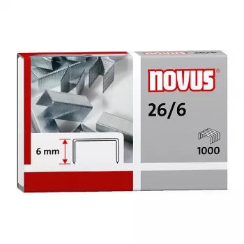 Novus Dahle Novus 26/6 hæfteklammepakke - 6 mm - 1000 hæfteklammer - galvaniseret stål - sølv