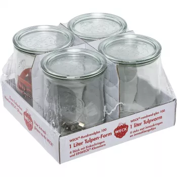 WECK rundrandglas Tulip 1,0L 4-sæt