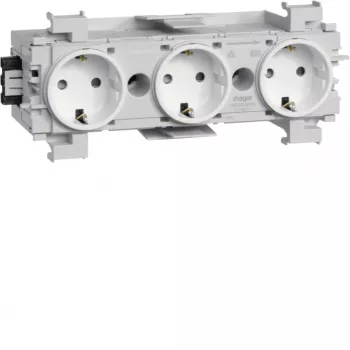 HAGER GS30019016 3-fags stikkontakt, polarhvid, fjederklemmer