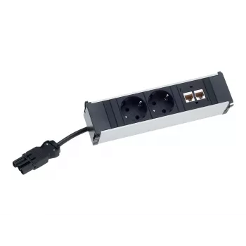 Bachmann CONI power-modul - 3x Schuko-stikdåse, GST18i3-indgang, sort