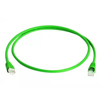 Telegärtner DataVoice Office MP8 FS 500 patchkabel RJ-45-stik til RJ-45-stik 1,5 m SFTP PiMF CAT 6a IEEE 802.3an/IEEE 802.3at med boot halogenfri ledning grøn RAL 6024