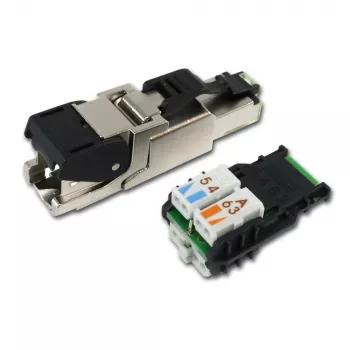 Telegärtner RJ45-stik MFP8 Cat.6a (Deep), T568A med formonteret støvhætte, robust zinkstøbt kabinet - 1 stk. (J00026A2004)