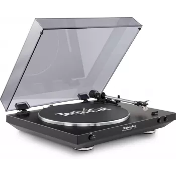 TechniSat TechniPlayer LP 200 Record Player - Black/Silver - Belt Drive - 33/45/78 RPM - USB Digitization - RCA Output