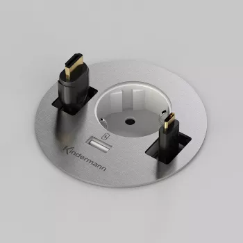 Kindermann CablePort table³ bordtilslutningsboks til indbygning, sølv