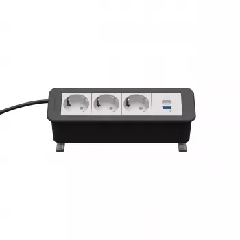 Kindermann CP Office Desk strømmodul 4-fags 3x Schuko 1x USB-A (7550000223)