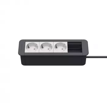 Kindermann CP Office Frame 4-fags 3 x stikkontakt bordtilslutningshub sølv