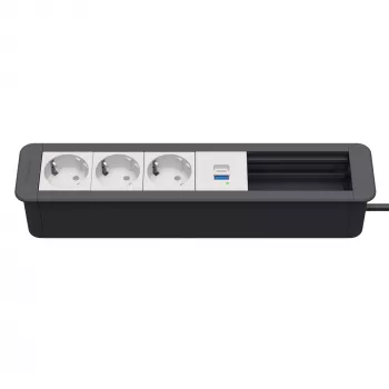Kindermann CP Office Frame 6-fags 3x Schuko 1x USB-A-ladetilslutning
