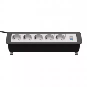 Kindermann CP Office Desk 6-Fold 5x Schuko 1x USB-C PD 60W stikdåse med klemme