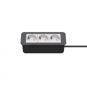 Kindermann CP Office Frame 3-Fach 3x Power Socket Desk Connectivity Panel sølv/sort