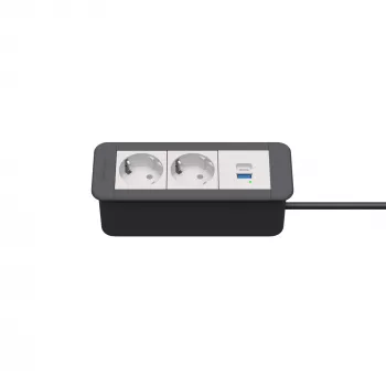 Kindermann CP Office Frame 3-fag 2x Schuko-stikdåse 1x USB-oplader (7551000122)