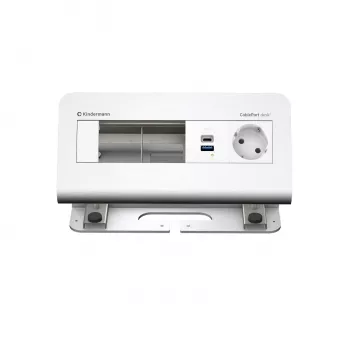 Kindermann CablePort desk² 4-fach 1x Schuko-stik 1x USB-A-opladning sølv
