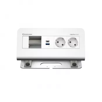 Kindermann CablePort desk² 4-fach 2x strøm 2x USB bordtilslutningsmodul, aluminium