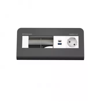 Kindermann CP desk² 80 4-fach bordtilslutningspanel med 1x strøm og 1x USB-A, sølv/sort