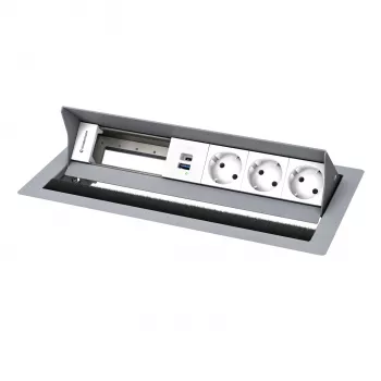 Kindermann CP Standard² 6-Fach bordtilslutningspanel med 3x strøm og 1x USB-A-opladningsfunktion, sølv