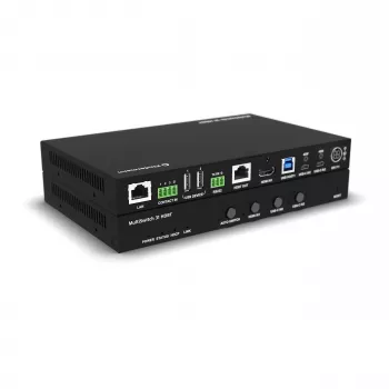 Kindermann MultiSwitch 31 HDBT 2.0-transmitter / præsentationsswitch - 3x1 USB-C & HDMI over HDBaseT - Telnet - RS-232 - 4K UHD