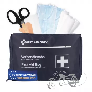 First Aid Only Motorcycle First Aid Kit DIN 13167 Blue Various Bandages