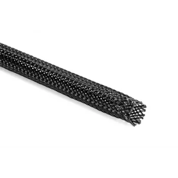 HellermannTyton Helagaine HEGPX40 Braided Sleeve, 40mm Nominal Diameter, Polyester (PET), Black, 50m