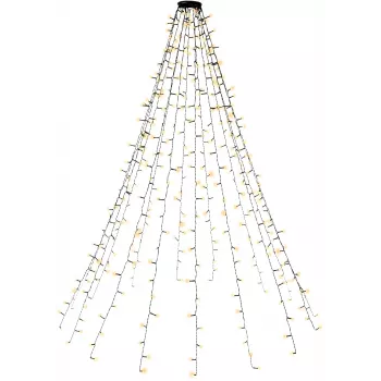 Goobay 400-LED-trælys med ring, 16 x 1,5 m, varmhvid 2500 K, 8 lysmodi, timer og hukommelsesfunktion, 24-V-DC-trafo ekstern, IP44 til inde og ude (60387)