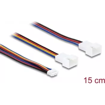 Delock Y-blæserkabel 1 x JST PH 4-pin PWM hun til han + 4-pin (3 pins forbundet) han 15 cm