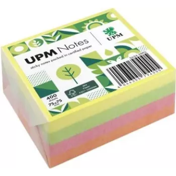 UPM Notes Brilliant Mix notesblok 400 blade gul pink grøn 76x76mm 3 blokke