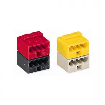 WAGO 243-212 serie 243 4-leder hunstik PUSH WIRE, 0,8 mm, lysegrå/gul