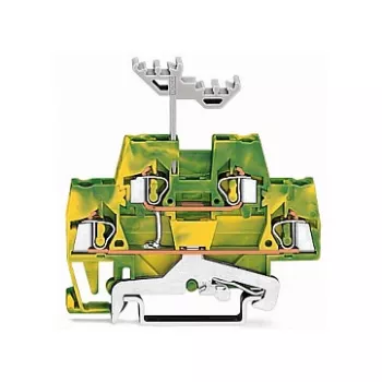 WAGO 280-517 Double-Deck Ground Terminal Block, 4-Conductor, 2.5 mm², CAGE CLAMP, Green-Yellow