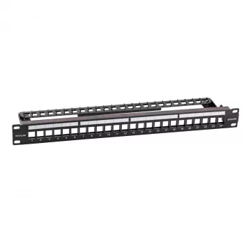 EFB Elektronik 19 inch 24-port 1U fordelerpanel til Keystone-moduler, dybsort (RAL 9005)