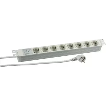 HEINRICH KOPP PROFIversal Power Distribution Unit (PDU) - 19 inch rackmontering, 8x Schuko CEE 7/3 stikkontakter, overspændingsbeskyttelse, 2 m kabel, 16A, 250V, sølv