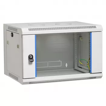 EFB Elektronik 19 inch 21U vægskab flat pack, 600x600x1040mm, RAL7035 lysegrå, stål, sikkerhedsglasdør, aflåselig, 60kg belastning, IP20