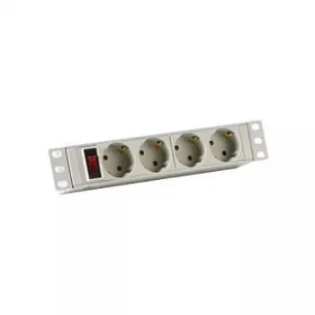 EFB-Elektronik 10 inch 1HE strømskinne 4 x CEE 7/3 med kontakt aluminiumsprofil grå