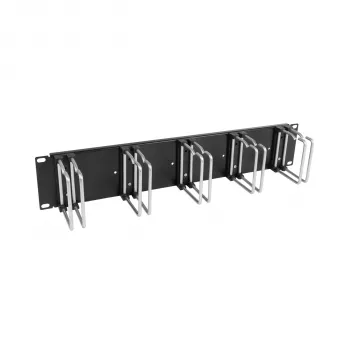 EFB 19 inch 2U kabelstyringspanel med 5 x metaldobbeltbeslag 75 mm RAL9005 (699983TS.1)