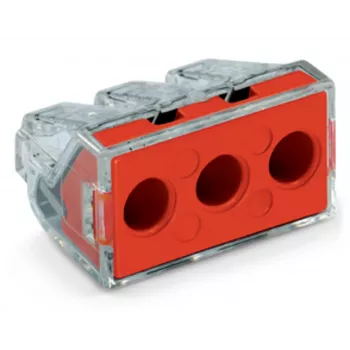 WAGO 773-173 samledåse, 3-polet, Push-Wire, 41A, 400V, rød/transparent