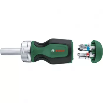 Bosch 1600A032UY skruetrækker med skraldefunktion og 12 bits (25 mm) S2-stål, 1/4 inch sekskant, ergonomisk greb