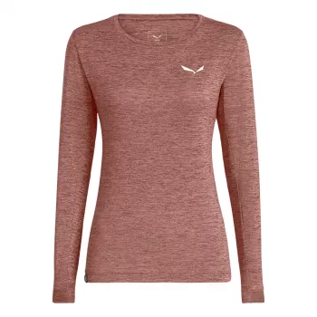 Salewa Puez Melange Dry L/S Tee Damer langærmet T-shirt - Desert Pink Melange, Størrelse M