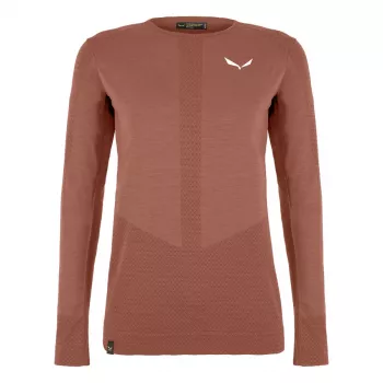 Salewa Zebru Medium Warm AMR L/S Tee termobaselag til kvinder - Etruskischrot, størrelse S